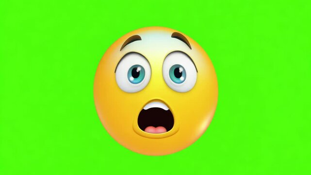 Shocked emoji reaction on green screen background