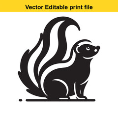 Obraz premium A black and white vector illustration of a skunk, perfect for printing