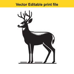 Fototapeta premium Majestic Mule Deer Silhouette: A Vector Editable Print File