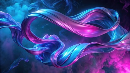 Obraz premium Abstract neon swirls in purple and blue smoke