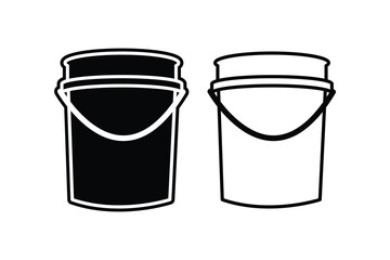 Bucket silhouette art vector with line art on white background