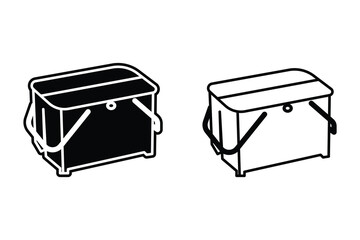 Bucket silhouette art vector with line art on white background