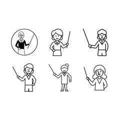 Teacher with Pointer Icon - Education & Teaching Vector Graphic