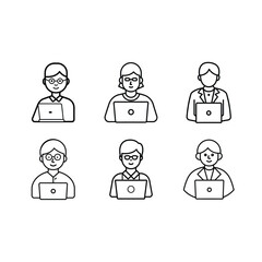 Editable teacher with laptop icon for education and online learning digital projects.

