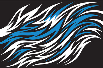 Abstract pattern livery decal, black and blue with white and color. Template car sticker vinyl. Suitable for Racing, Drift, Rally, or Exhibition