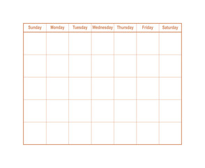 Vector weekly planner. Minimalist printable empty template. A table or schedule with five cells.