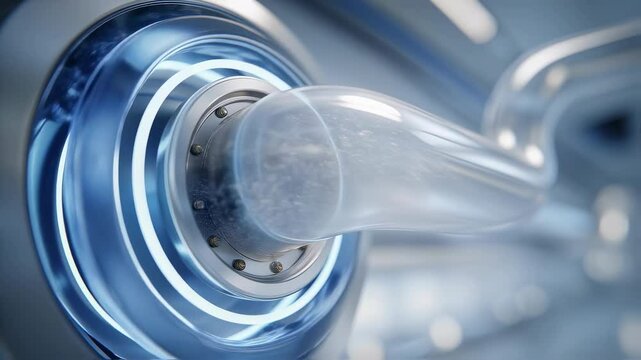 Precision engineered machine component rotating under blue led illumination, revealing intricate mechanical design with dynamic technological sophistication