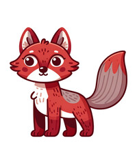 A cute, funny, cartoon cat illustration or vector art drawing of a happy domestic kitten or kitty character, not a dog, is sitting with its tail and fur visible