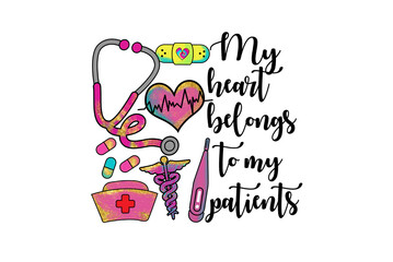 Medical equipment and symbols including stethoscope isolated on transparent background