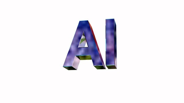 AI Revolution: Futuristic 3D rendering of "AI" with vibrant energy sparks, set against a striking white screen. Glowing color AI animation. Surprise excited abstract seamless and loanable concept. 3d  - Powered by Adobe