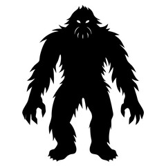 Fototapeta premium Silhouette of bigfoot isolated on white background
