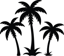 Naklejka premium Black Palm Tree Silhouettes Collection A set of tropical palm tree silhouettes for graphic design and artistic projects perfect for