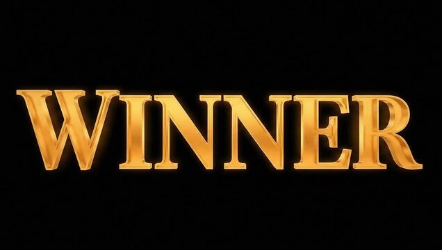 Golden WINNER Text on Black Background &ndash; Victory, Award, Success Graphic