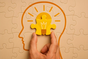 Puzzle idea concept solving problem innovation creativity thinking brain solution strategy 