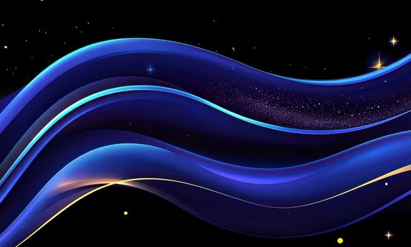 Abstract blue and gold wavy design