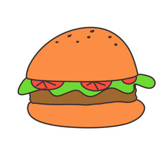 big hamburger isolated on white