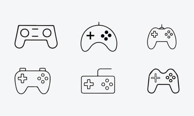 Game Controller Icons Set of Line Vector Style on White Background