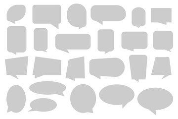 Big comic speech bubble set in bold black and white style. Perfect for retro design, dynamic comics, and pop art projects.  cartoon text box symbol silhouette with halftone for social media business. 