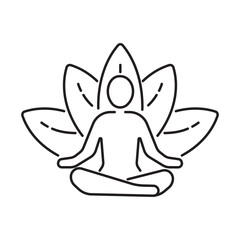 Meditation Practice Yoga and Zen icon. Relaxation Inner Peace Self-knowledge Inner Concentration Editable Stroke Line icons collection