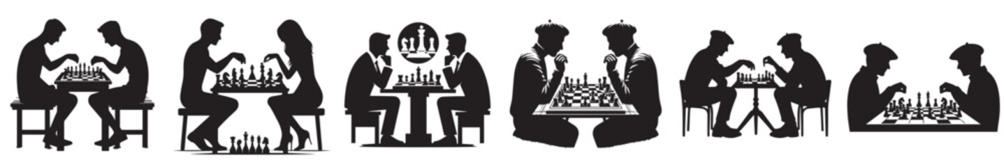 vector silhouette of a chess player