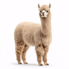 Fototapeta premium Adorable Fluffy Alpaca in Picturesque Pasture - Cute Farm Animal Portrait in Rural Andes