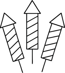 Explosive firecracker icon. Firecracker petard outline icon. Pyrotechnics symbol, vector illustration. 