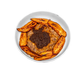 ewa agoyin served with fried plantain
