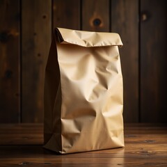 brown paper bag on wooden table