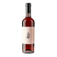 Isolated transparent Elegant rose wine bottle with a stylish label, perfect for any special occasion. PNG die-cut element for advertising