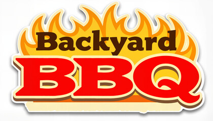 Backyard BBQ emblem with stylized lettering signifying a festive outdoor cookout  