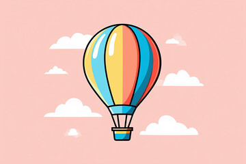 Fototapeta premium Cartoon Hot Air Balloon Illustration – 2D Vector 