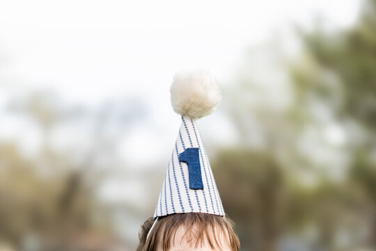 Closeup of one year old party hat 