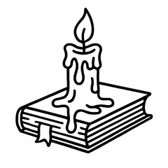 Mystical Candle Melting on Book Vector Illustration