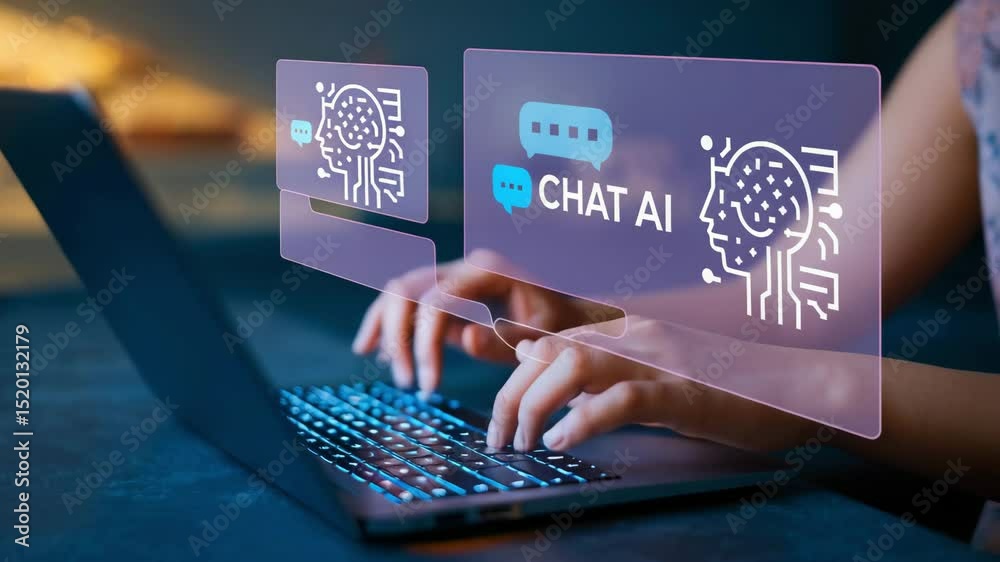 Leinwandbilder Explore the capabilities of a Chat Bot powered by Artificial Intelligence technology for seamless human interaction and efficient problem-solving in various applications.