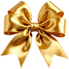 Shiny Gold Satin Bow Isolated