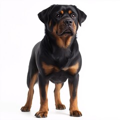 Obraz premium Adorable Purebred Rottweiler Headshot - Muscular Guardian Dog Breed Portrait