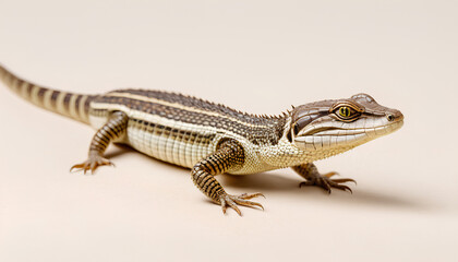 Naklejka premium Small Brown Lizard Against a Soft Beige and White Background