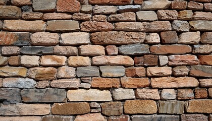 Fototapeta premium rough uneven stone wall surface varying tones and sizes brick surface exterior