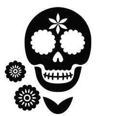 Elegant Black and White Sugar Skull Design Day of the Dead Illustration