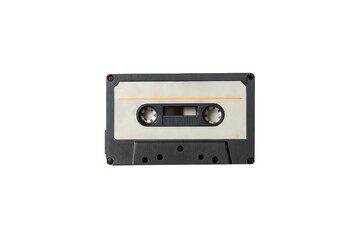 Obraz premium A close up shot of a vintage cassette tape on a black background showing retro technology item