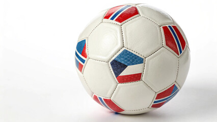 Fototapeta premium Iconic soccer ball with hexagonal panels, ready for play, presented on a pure white surface