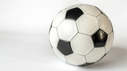 Naklejka premium A standard soccer ball, highlighting its distinct patterns and spherical form on whit