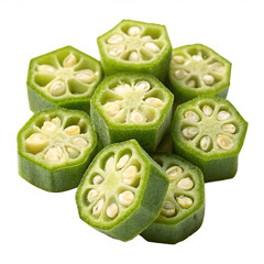 A sliced okra isolated on a transparent background
