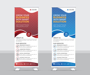 Modern Corporate business Roll-Up Banner Template layout Design, With Different Colors