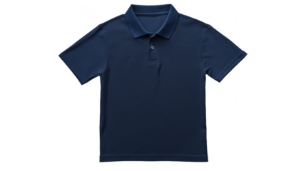 Wrinkle free dark blue Polo shirt, short sleeve, summer apparel on a transparent background, PNG image, PNG file.