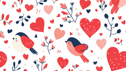 Romantic Seamless Pattern Featuring Cute Valentines Day Elements