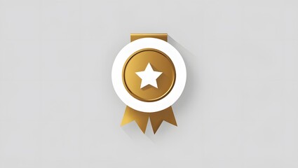 Gold Star Award Medal: Modern Icon for Quality, Success & Achievement. Premium Recognition Symbol
