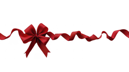 Elegant scarlet ribbon with bow, festive decoration on a transparent background, PNG image, PNG file.