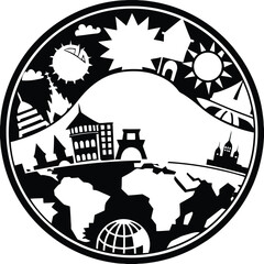 Global Unity A Symbolic Illustration of World Cultures and Landmarks