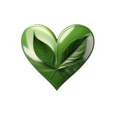 Green heart with leaves on black ground
